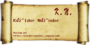 Káldor Nándor névjegykártya