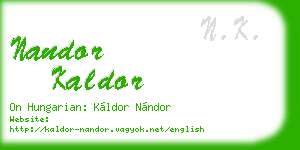 nandor kaldor business card